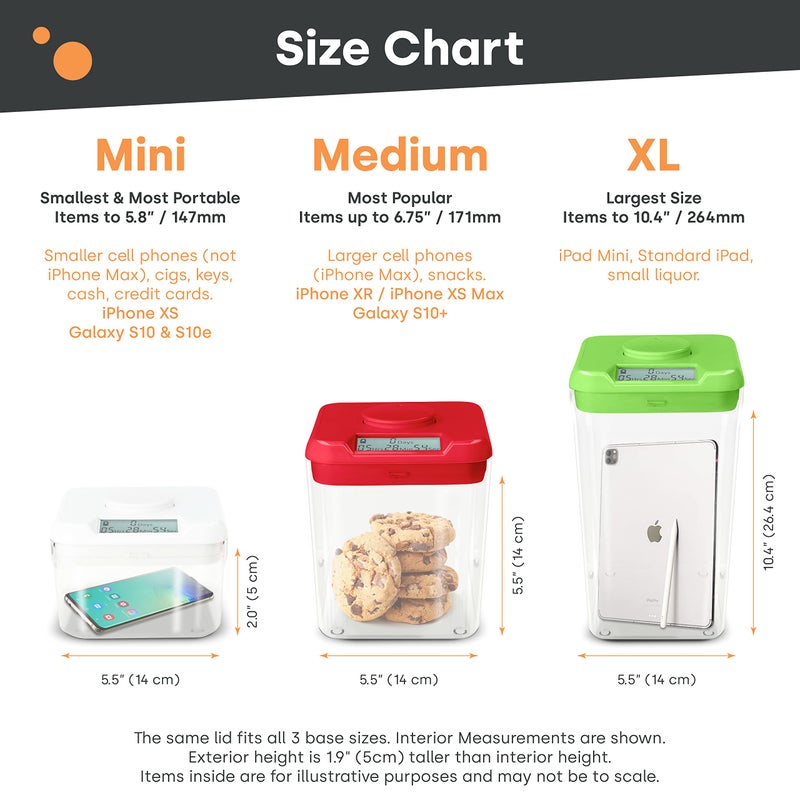 Kitchen Safe kSafe Time Locking Container, Medication Lock Box, Break Bad Habits - Quit Smoking, Snacking, Drinking & Gaming Addiction, Phone Jail, Family Time (Medium, White Lid + 5.5â€ Clear Base) - Image 3